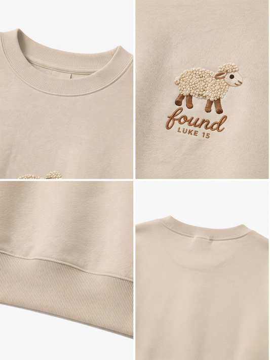 Chaoticmom Bible Verse Luke 15 Found Cute Lamb Minimalist Chest Sweatshirt