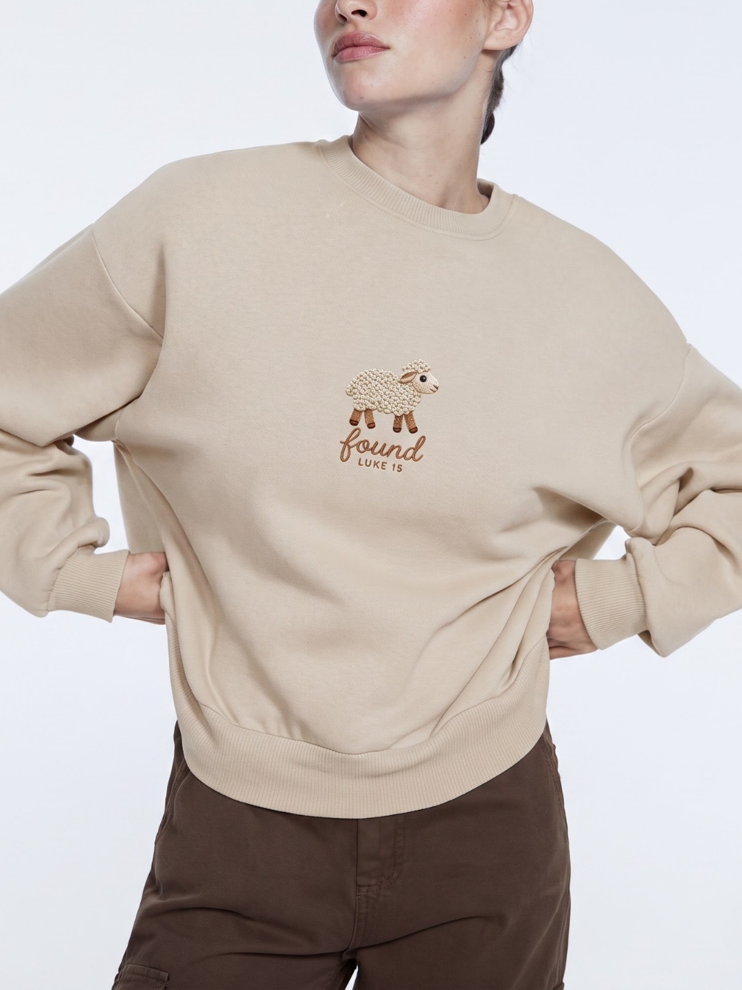 Chaoticmom Bible Verse Luke 15 Found Cute Lamb Minimalist Chest Sweatshirt