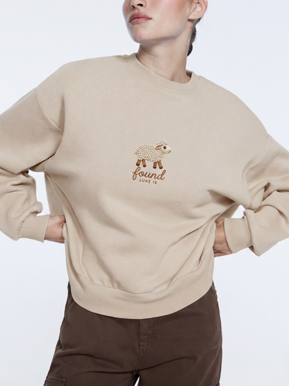 Chaoticmom Bible Verse Luke 15 Found Cute Lamb Minimalist Chest Sweatshirt