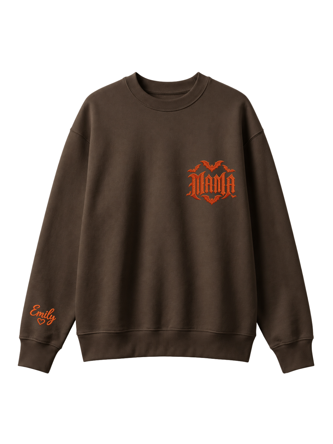 Chaotic Mom Custom Embroided Spooky Gothic Mama Bats Heart Chest Sweatshirt