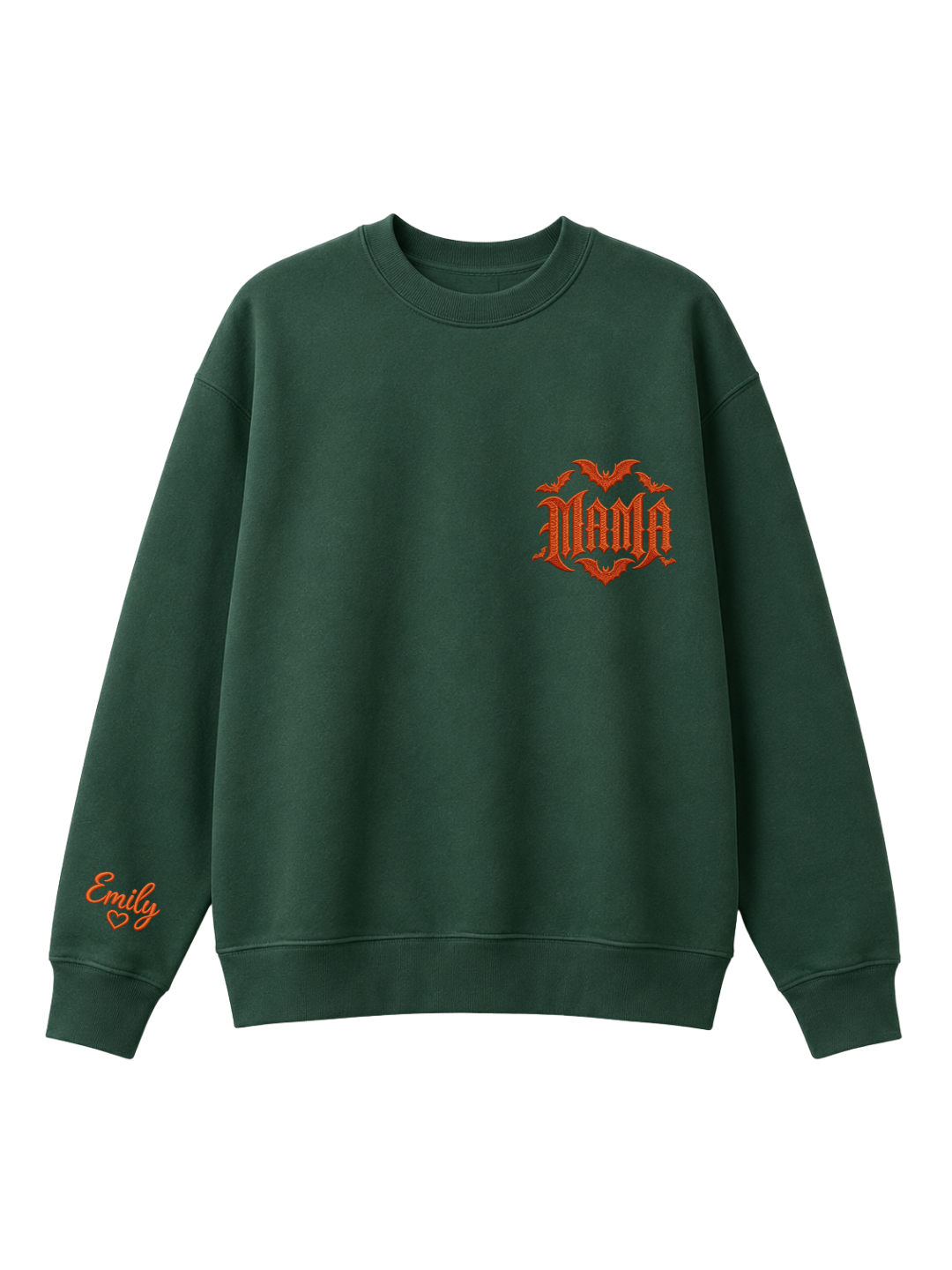 Chaotic Mom Custom Embroided Spooky Gothic Mama Bats Heart Chest Sweatshirt