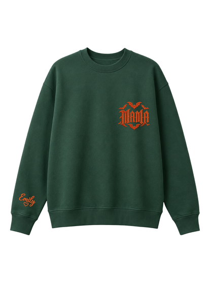 Chaotic Mom Custom Embroided Spooky Gothic Mama Bats Heart Chest Sweatshirt