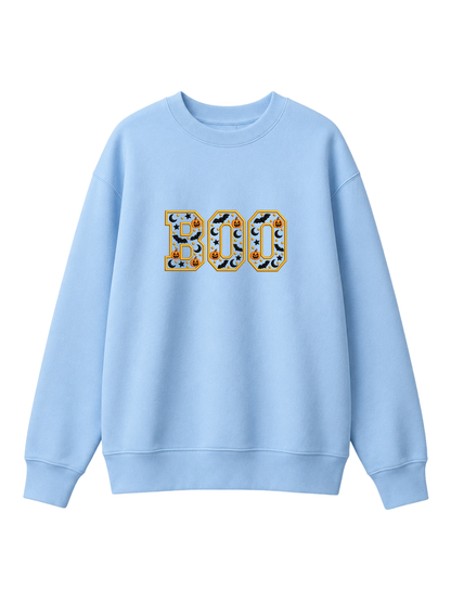 Chaotic Mom Embroided Varsity Chenille Patch Boo Spooky Season Halloween Sweatshirt