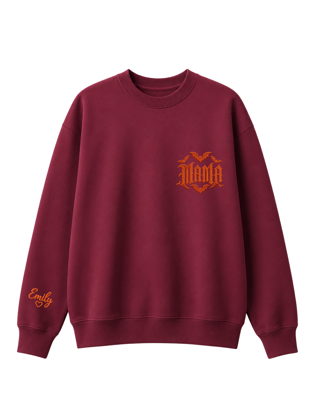 Chaotic Mom Custom Embroided Spooky Gothic Mama Bats Heart Chest Sweatshirt