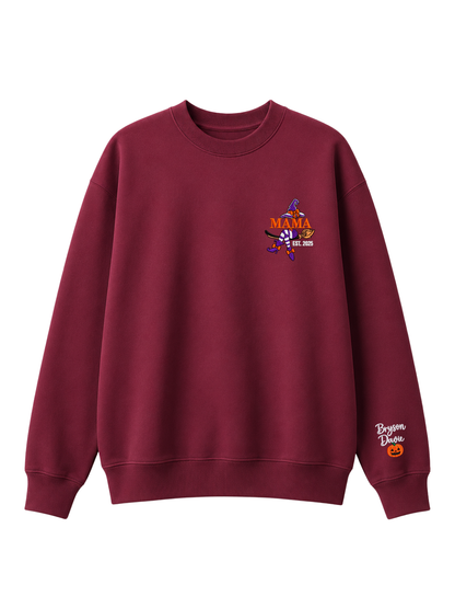Chaotic Mom Custom Embroided Mama Est Year Witch Legs Broomstick Crewneck Sweatshirt