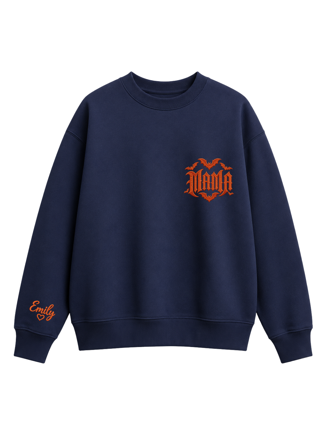 Chaotic Mom Custom Embroided Spooky Gothic Mama Bats Heart Chest Sweatshirt