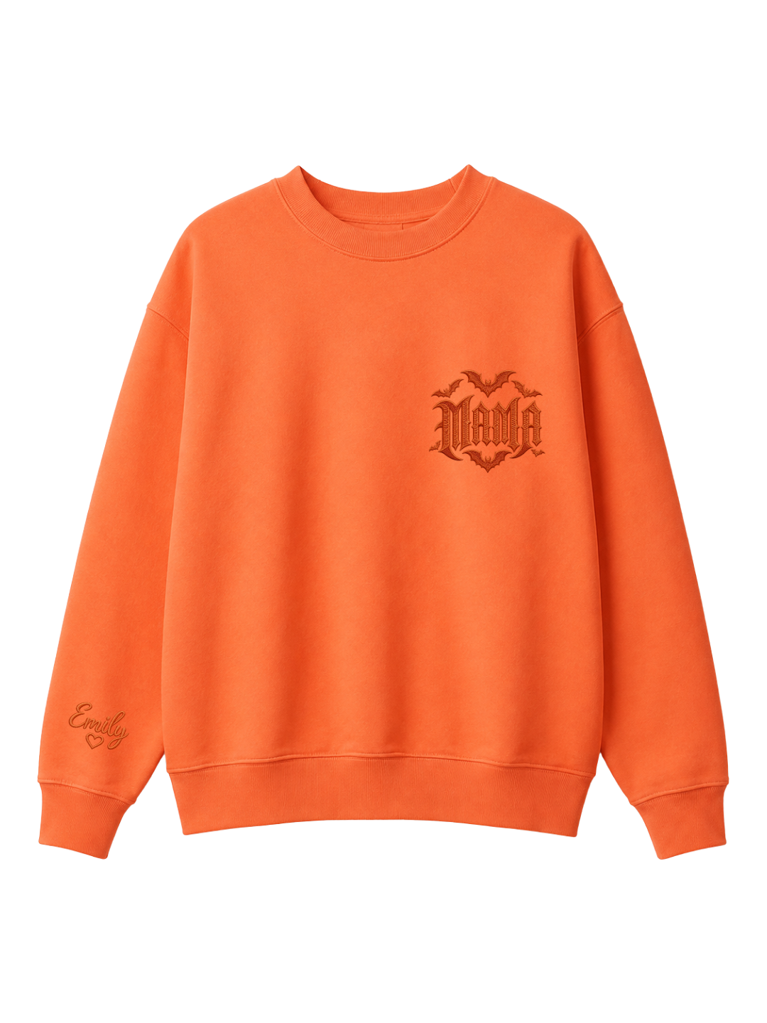 Chaotic Mom Custom Embroided Spooky Gothic Mama Bats Heart Chest Sweatshirt