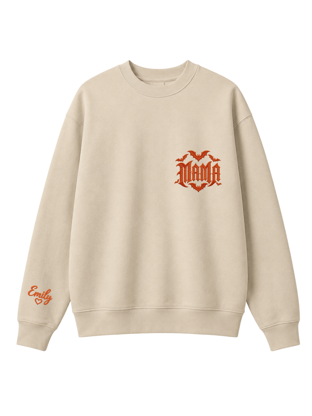 Chaotic Mom Custom Embroided Spooky Gothic Mama Bats Heart Chest Sweatshirt