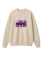 Chaotic Mom Custom Embroided Cute Spooky Mama Glitters Pumpkin Bat Sweatshirt
