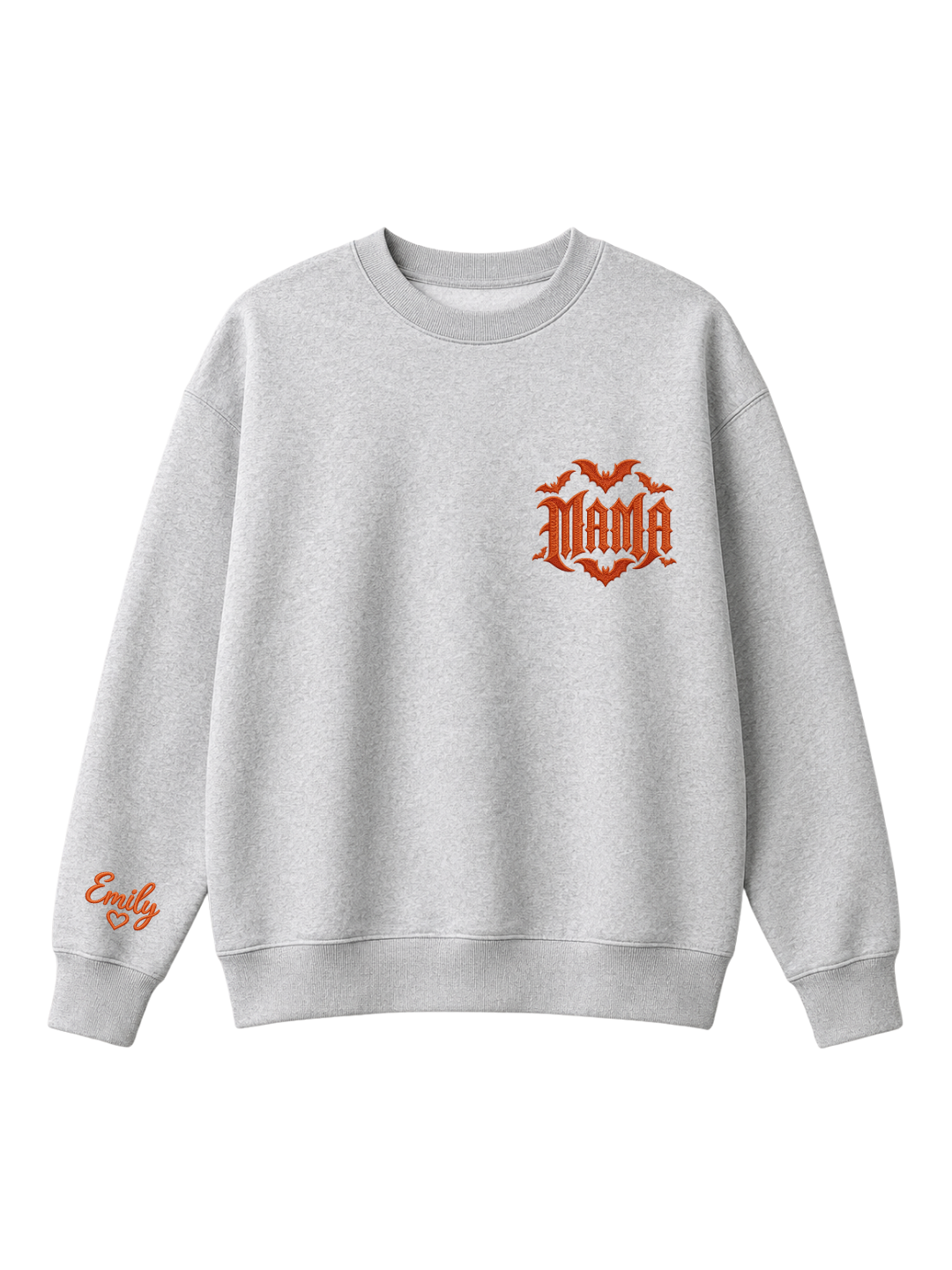 Chaotic Mom Custom Embroided Spooky Gothic Mama Bats Heart Chest Sweatshirt