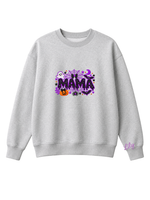 Chaotic Mom Custom Embroided Cute Spooky Mama Glitters Pumpkin Bat Sweatshirt