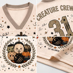 A cream-colored mesh sports jersey shown in a four-panel close-up collage. The top-left panel shows the V-neck collar and shoulder area with a beige-gray trim.
