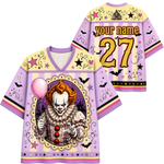 Chaotic Mom Pennywise Pink Balloon Pastel Stripe Stars Mesh Jersey