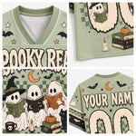 Chaotic Mom Spooky Season Ghost Reading Books Sage Green Mesh Jersey