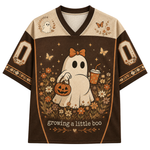 Chaotic Mom Growing A Little Boo Floral Ghost Brown Mesh Jersey