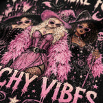 I'm Just Here For The Hocus Pocus Spooky Season Halloween Mesh Jersey - close-up of fabric and witch graphic detail