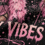 I'm Just Here For The Hocus Pocus Spooky Season Halloween Mesh Jersey - close-up of Witchy Vibes lettering