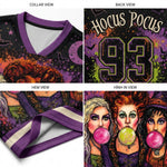 Retro Hocus Pocus Witches Halloween Mesh Jersey - real photo of fabric and collar detail